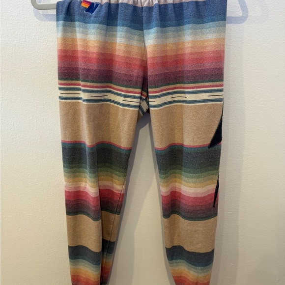 Aviator Nation lightening bolt multi striped XS sweatpants, good used condition - Picture 2 of 10